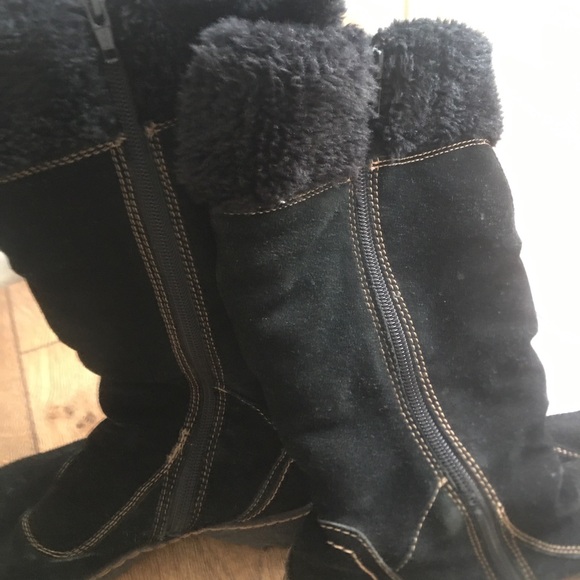 Black Suede Women's Boots with Button Detail - Picture 10 of 11